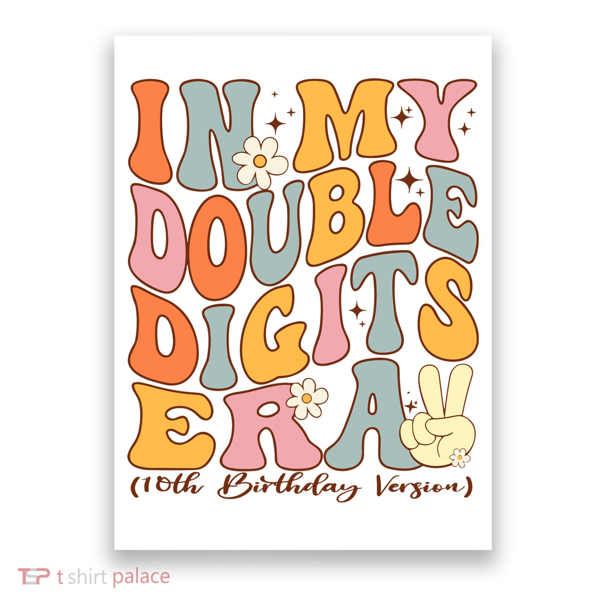 In My Double Digits Era 10th Birthday Groovy Retro Girl Boy Poster