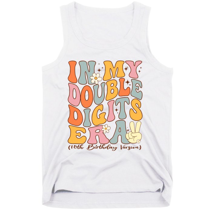 In My Double Digits Era 10th Birthday Groovy Retro Girl Boy Tank Top