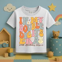In My Double Digits Era 10th Birthday Groovy Retro Girl Boy Toddler T-Shirt