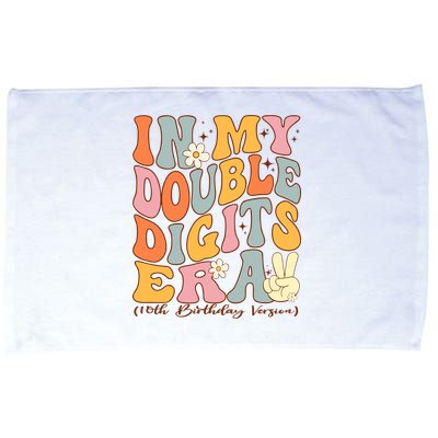 In My Double Digits Era 10th Birthday Groovy Retro Girl Boy Microfiber Hand Towel