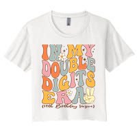 In My Double Digits Era 10th Birthday Groovy Retro Girl Boy Women's Crop Top Tee
