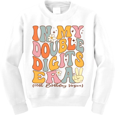 In My Double Digits Era 10th Birthday Groovy Retro Girl Boy Kids Sweatshirt