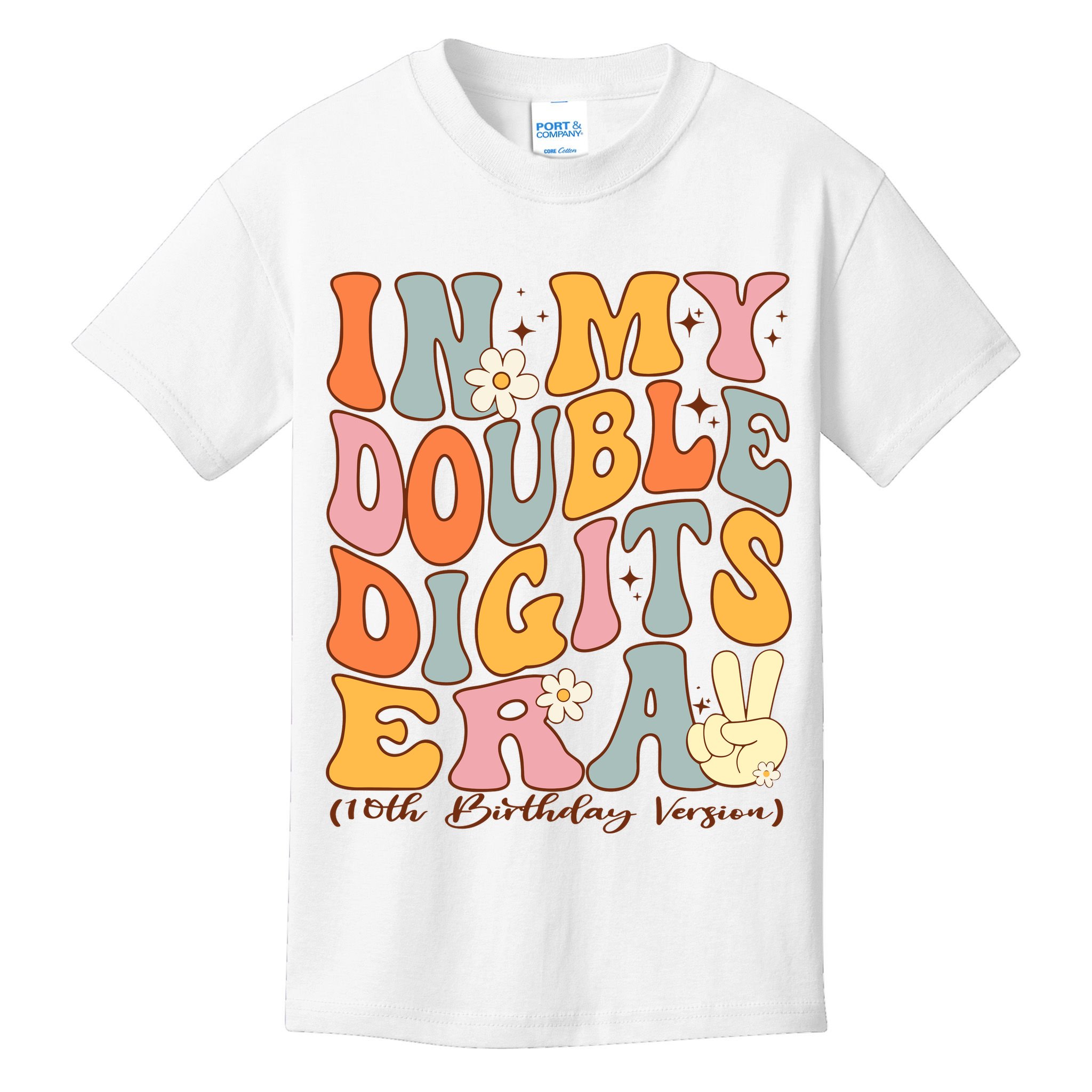 In My Double Digits Era 10th Birthday Groovy Retro Girl Boy Kids T-Shirt