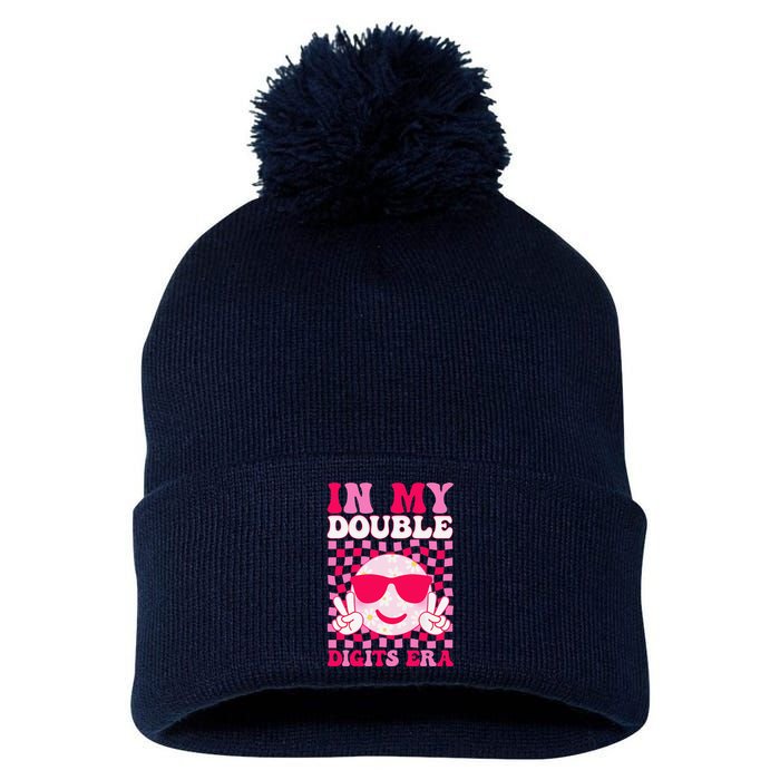 In My Double Digits Era Smile 10 Year Old 10th Birthday Girl Pom Pom 12in Knit Beanie