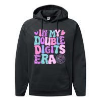 In My Double Digits Era Retro 10 Year Old 10th Birthday Performance Fleece Hoodie