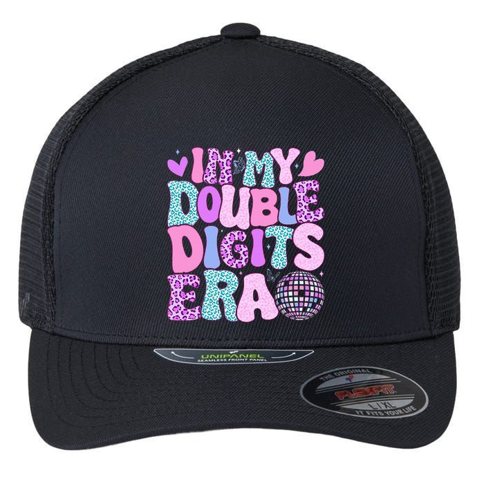 In My Double Digits Era Retro 10 Year Old 10th Birthday Flexfit Unipanel Trucker Cap