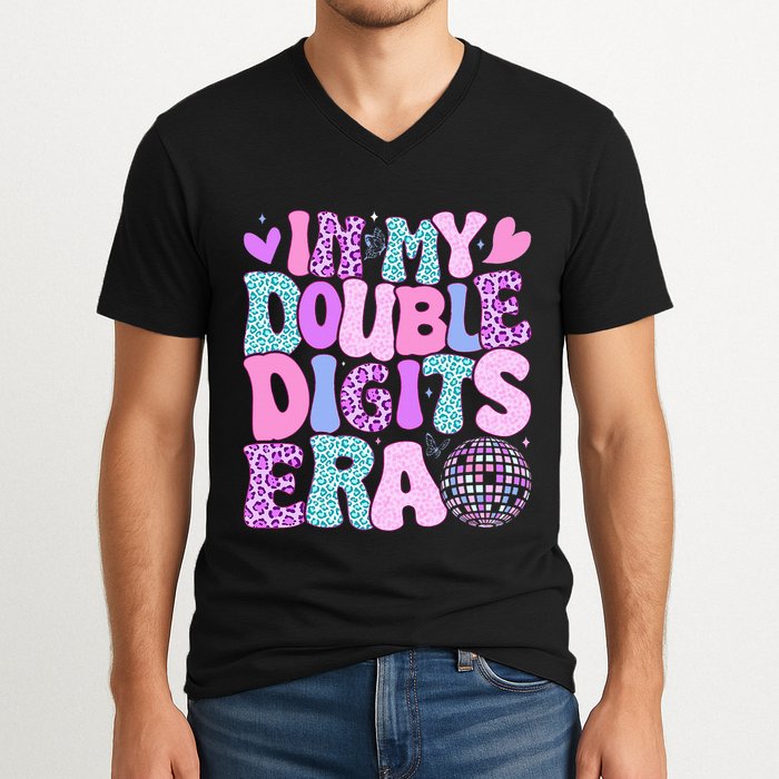 In My Double Digits Era Retro 10 Year Old 10th Birthday V-Neck T-Shirt