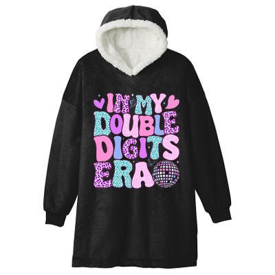 In My Double Digits Era Retro 10 Year Old 10th Birthday Hooded Wearable Blanket