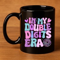 In My Double Digits Era Retro 10 Year Old 10th Birthday 11oz C Handle Ceramic Mug