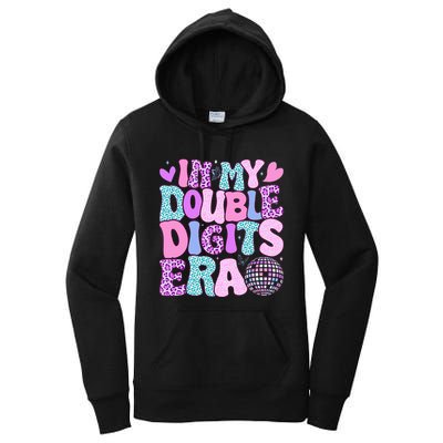 In My Double Digits Era Retro 10 Year Old 10th Birthday Women's Pullover Hoodie