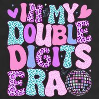 In My Double Digits Era Retro 10 Year Old 10th Birthday Crop Fleece Hoodie