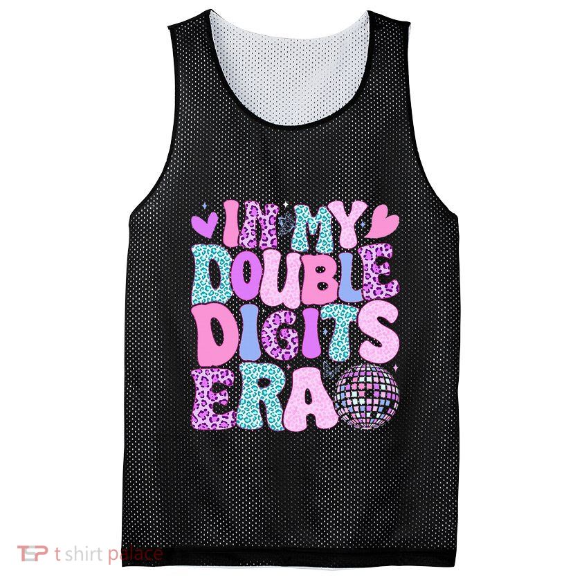 In My Double Digits Era Retro 10 Year Old 10th Birthday Mesh Reversible Basketball Jersey Tank