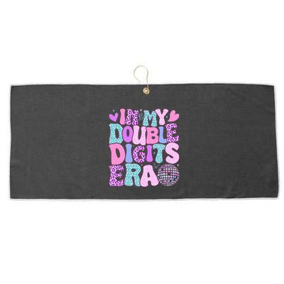 In My Double Digits Era Retro 10 Year Old 10th Birthday Large Microfiber Waffle Golf Towel
