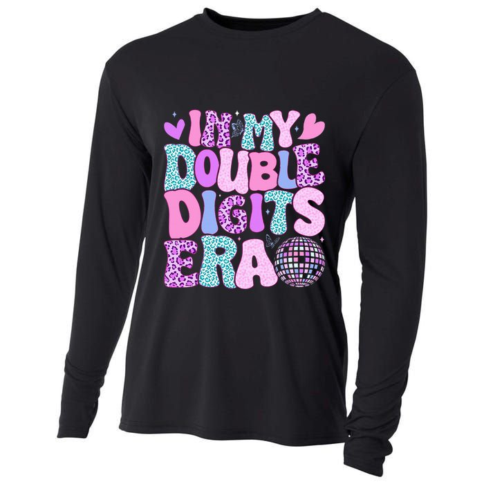 In My Double Digits Era Retro 10 Year Old 10th Birthday Cooling Performance Long Sleeve Crew