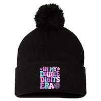 In My Double Digits Era Retro 10 Year Old 10th Birthday Pom Pom 12in Knit Beanie