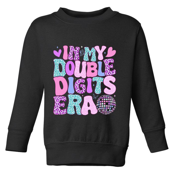 In My Double Digits Era Retro 10 Year Old 10th Birthday Toddler Sweatshirt