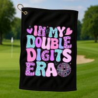 In My Double Digits Era Retro 10 Year Old 10th Birthday Golf Towel