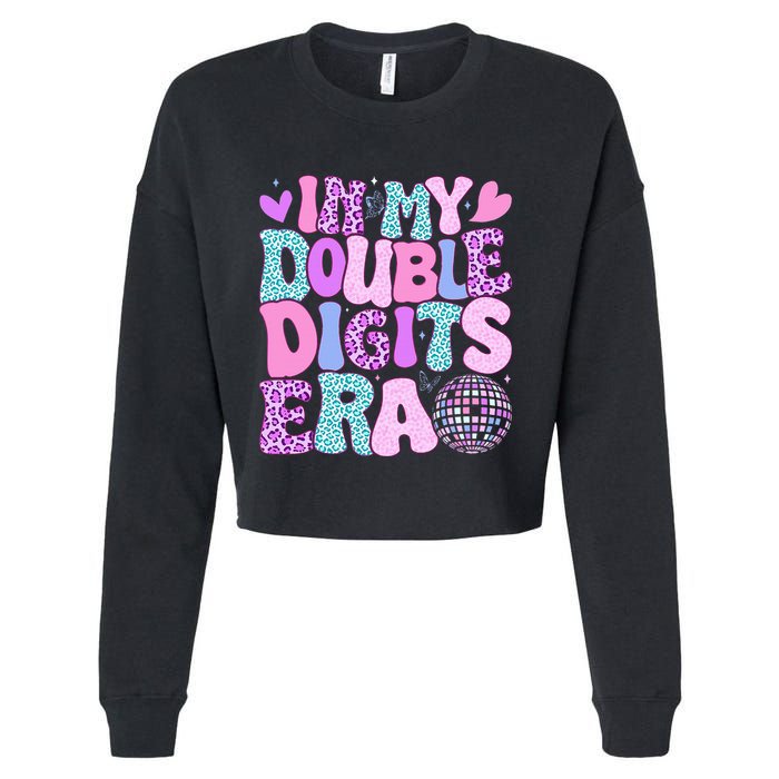In My Double Digits Era Retro 10 Year Old 10th Birthday Cropped Pullover Crew
