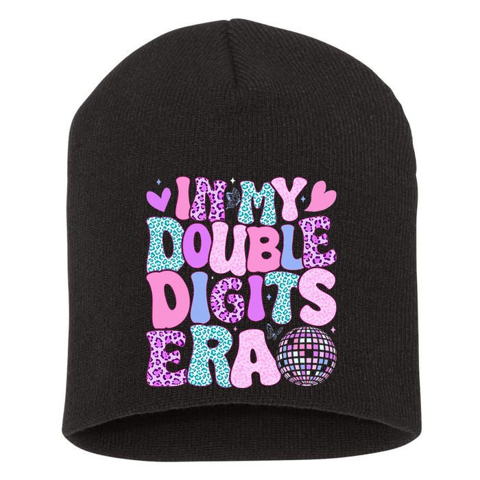 In My Double Digits Era Retro 10 Year Old 10th Birthday Short Acrylic Beanie