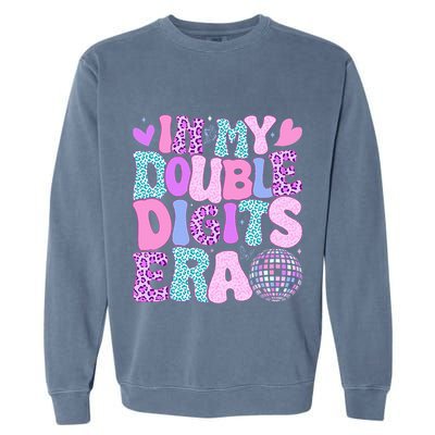 In My Double Digits Era Retro 10 Year Old 10th Birthday Garment-Dyed Sweatshirt