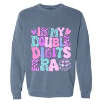 In My Double Digits Era Retro 10 Year Old 10th Birthday Garment-Dyed Sweatshirt