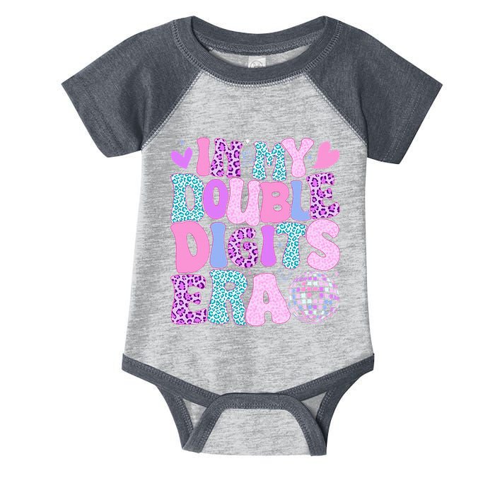 In My Double Digits Era Retro 10 Year Old 10th Birthday Infant Baby Jersey Bodysuit