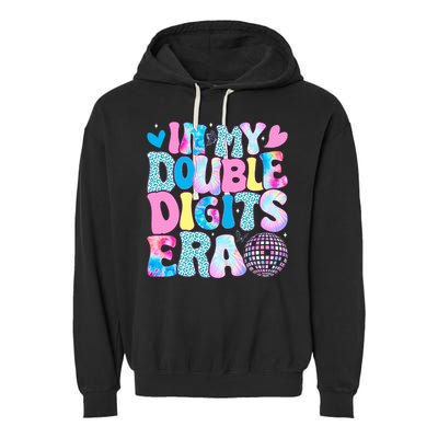 In My Double Digits Era Retro 10 Year Old 10th Birthday Girl Garment-Dyed Fleece Hoodie