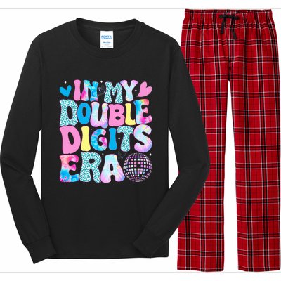 In My Double Digits Era Retro 10 Year Old 10th Birthday Girl Long Sleeve Pajama Set