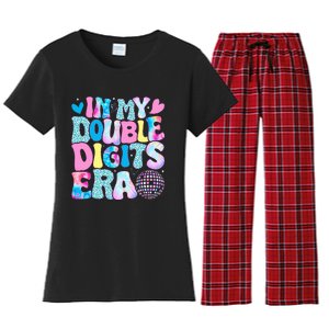 In My Double Digits Era Retro 10 Year Old 10th Birthday Girl Women's Flannel Pajama Set