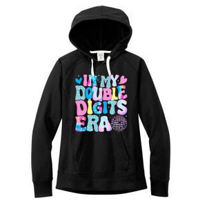 In My Double Digits Era Retro 10 Year Old 10th Birthday Girl Women's Fleece Hoodie