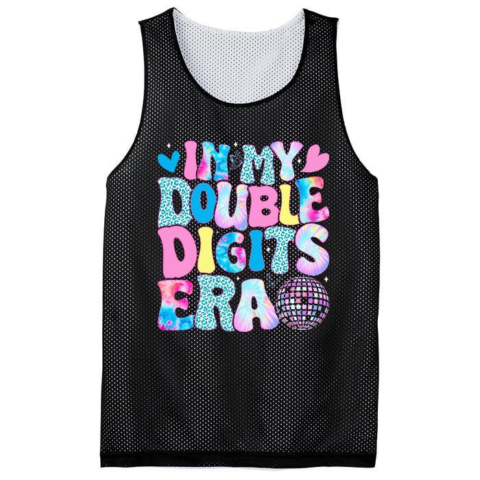 In My Double Digits Era Retro 10 Year Old 10th Birthday Girl Mesh Reversible Basketball Jersey Tank