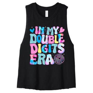 In My Double Digits Era Retro 10 Year Old 10th Birthday Girl Women's Racerback Cropped Tank