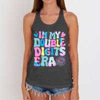 In My Double Digits Era Retro 10 Year Old 10th Birthday Girl Women's Knotted Racerback Tank