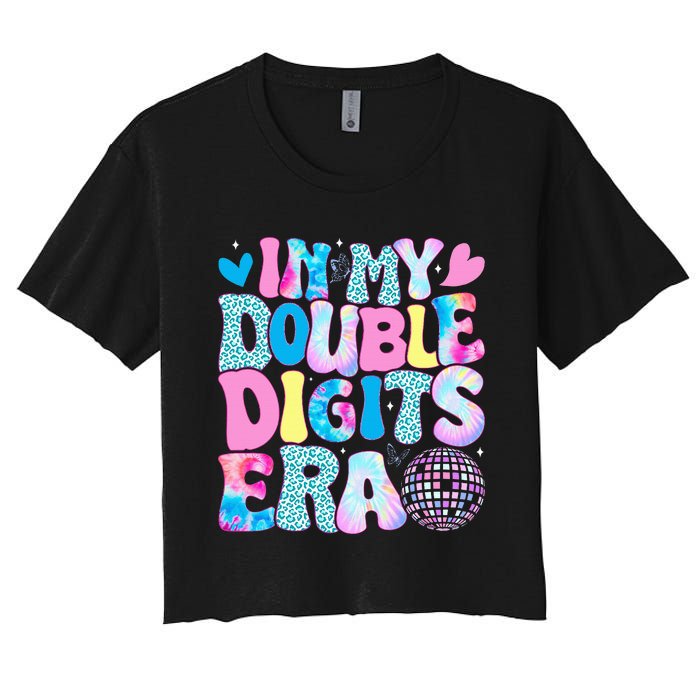 In My Double Digits Era Retro 10 Year Old 10th Birthday Girl Women's Crop Top Tee