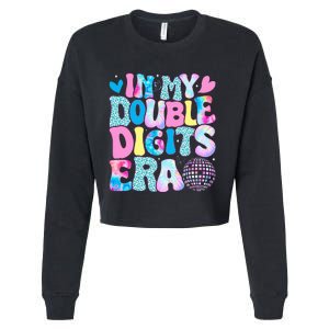 In My Double Digits Era Retro 10 Year Old 10th Birthday Girl Cropped Pullover Crew