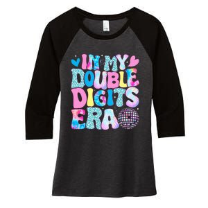 In My Double Digits Era Retro 10 Year Old 10th Birthday Girl Women's Tri-Blend 3/4-Sleeve Raglan Shirt