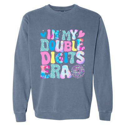 In My Double Digits Era Retro 10 Year Old 10th Birthday Girl Garment-Dyed Sweatshirt