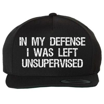 In My Defense I Was Left Unsupervised Funny Trouble Maker Wool Snapback Cap