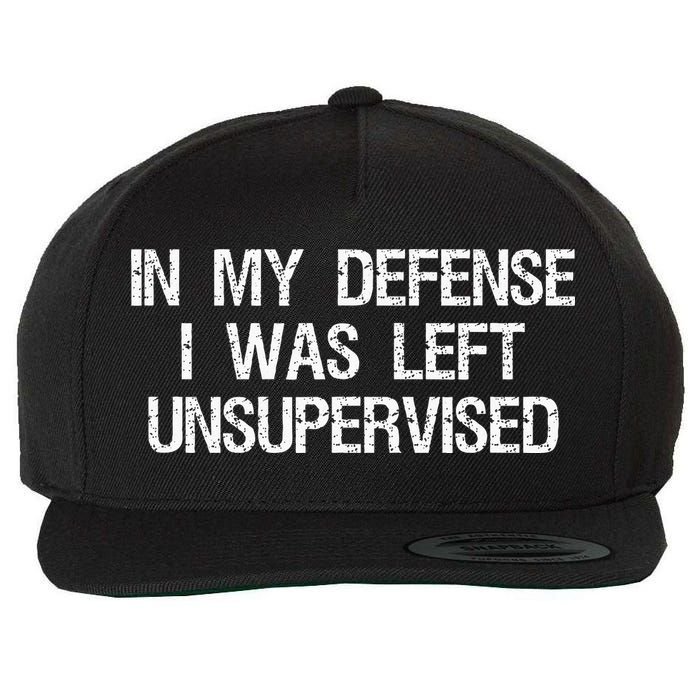 In My Defense I Was Left Unsupervised Funny Trouble Maker Wool Snapback Cap