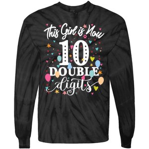 In My Double Digits Era Retro 10 Year Old 10th Birthday Girl Tie-Dye Long Sleeve Shirt