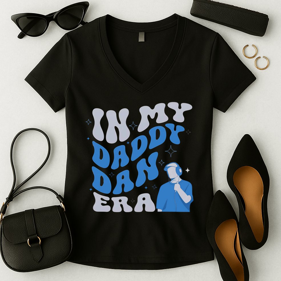 In My Daddy Dan Era Funny Papa Daddy Fathers Day Women's V-Neck T-Shirt