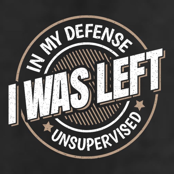 In My Defense I Was Left Unsupervised Funny Saying Graphic 7 Panel Mesh Trucker Snapback Hat