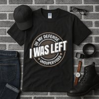 In My Defense I Was Left Unsupervised Funny Saying Graphic Tall T-Shirt