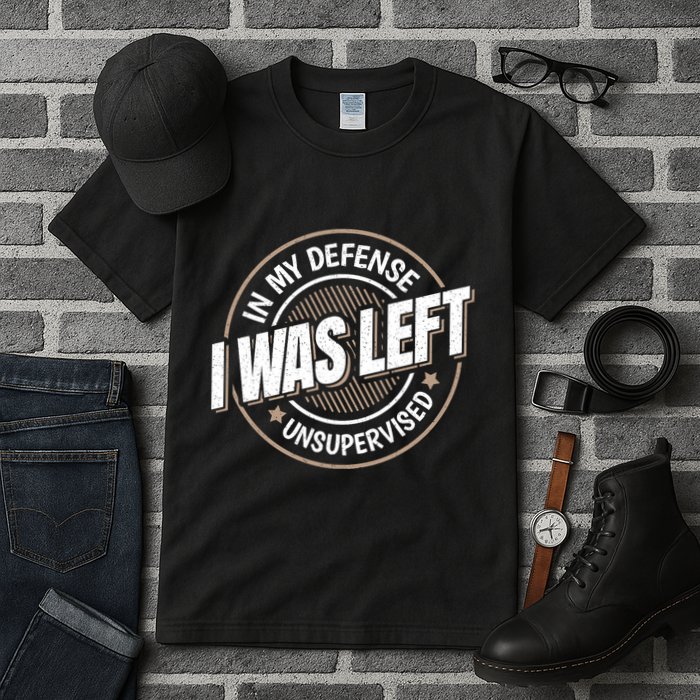 In My Defense I Was Left Unsupervised Funny Saying Graphic Tall T-Shirt