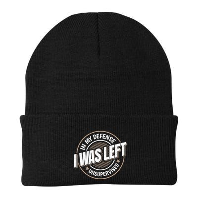 In My Defense I Was Left Unsupervised Funny Saying Graphic Beanie