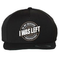 In My Defense I Was Left Unsupervised Funny Saying Graphic Wool Snapback Cap