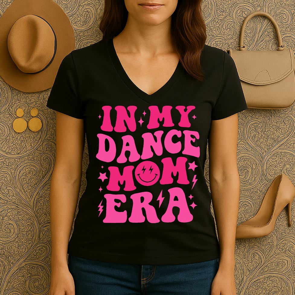 In My Dance Mom Era Groovy Sports Dance Mom Sweat Women's V-Neck T-Shirt
