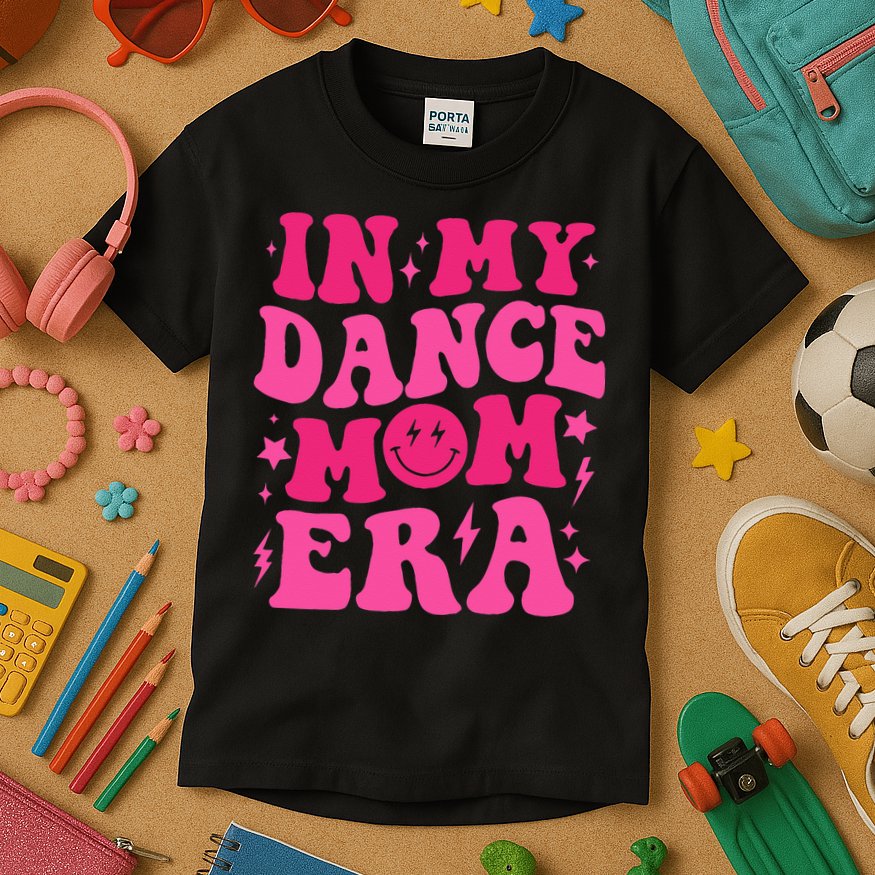 In My Dance Mom Era Groovy Sports Dance Mom Sweat Kids T-Shirt