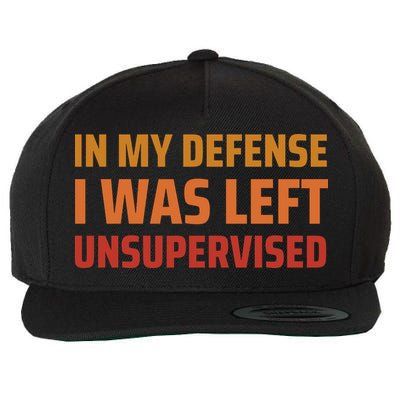 In My Defense I Was Left Unsupervised Wool Snapback Cap