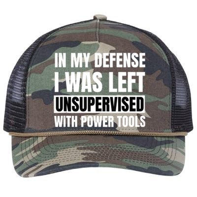 In My Defense I Was Left Unsupervised With Power Tools Retro Rope Trucker Hat Cap